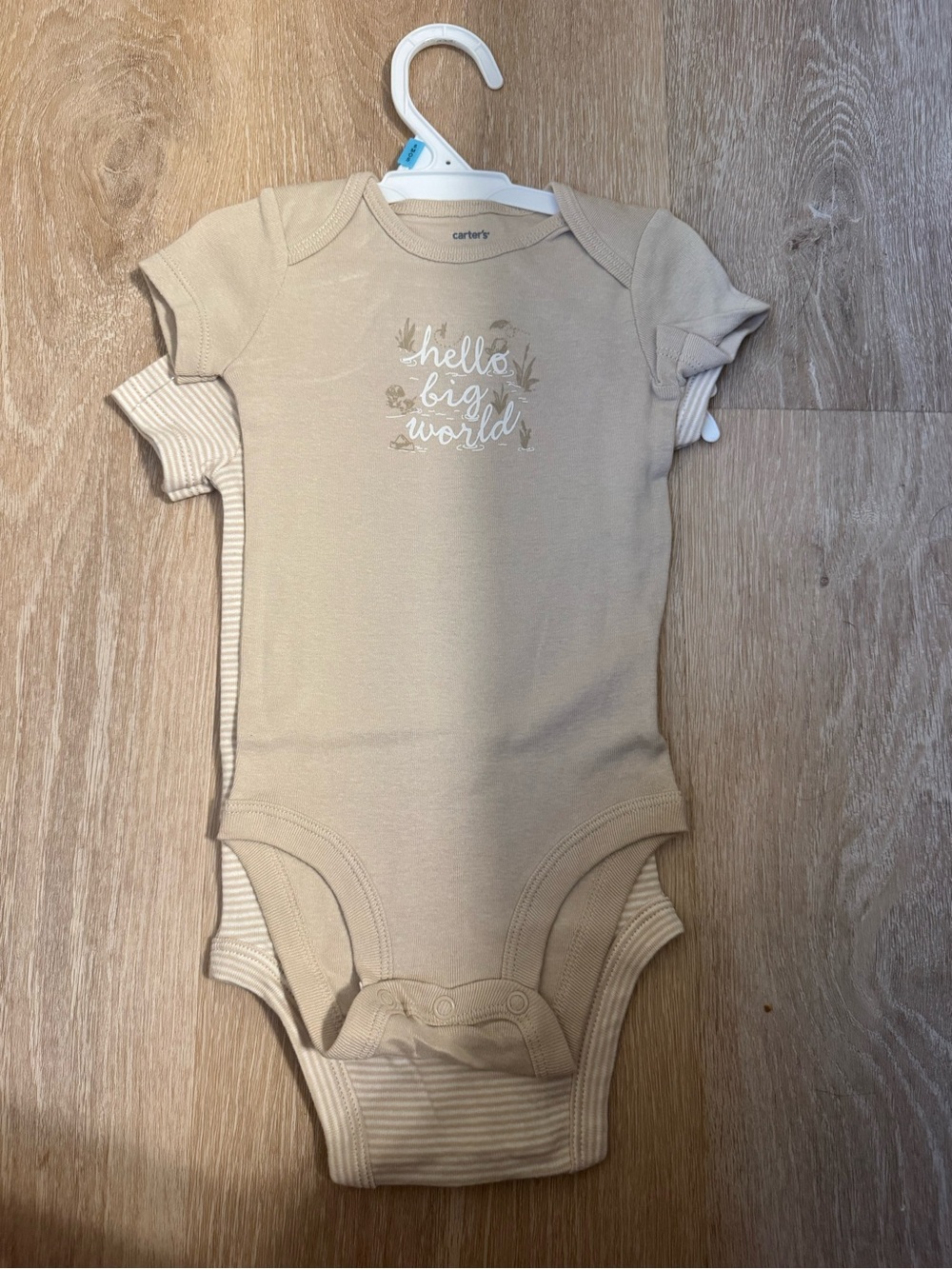 Carter's Cream 'Hello Big World' 2-Pack Baby One-Piece Set